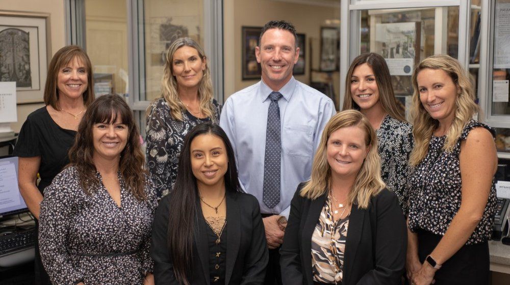 A professional team posed together in their office